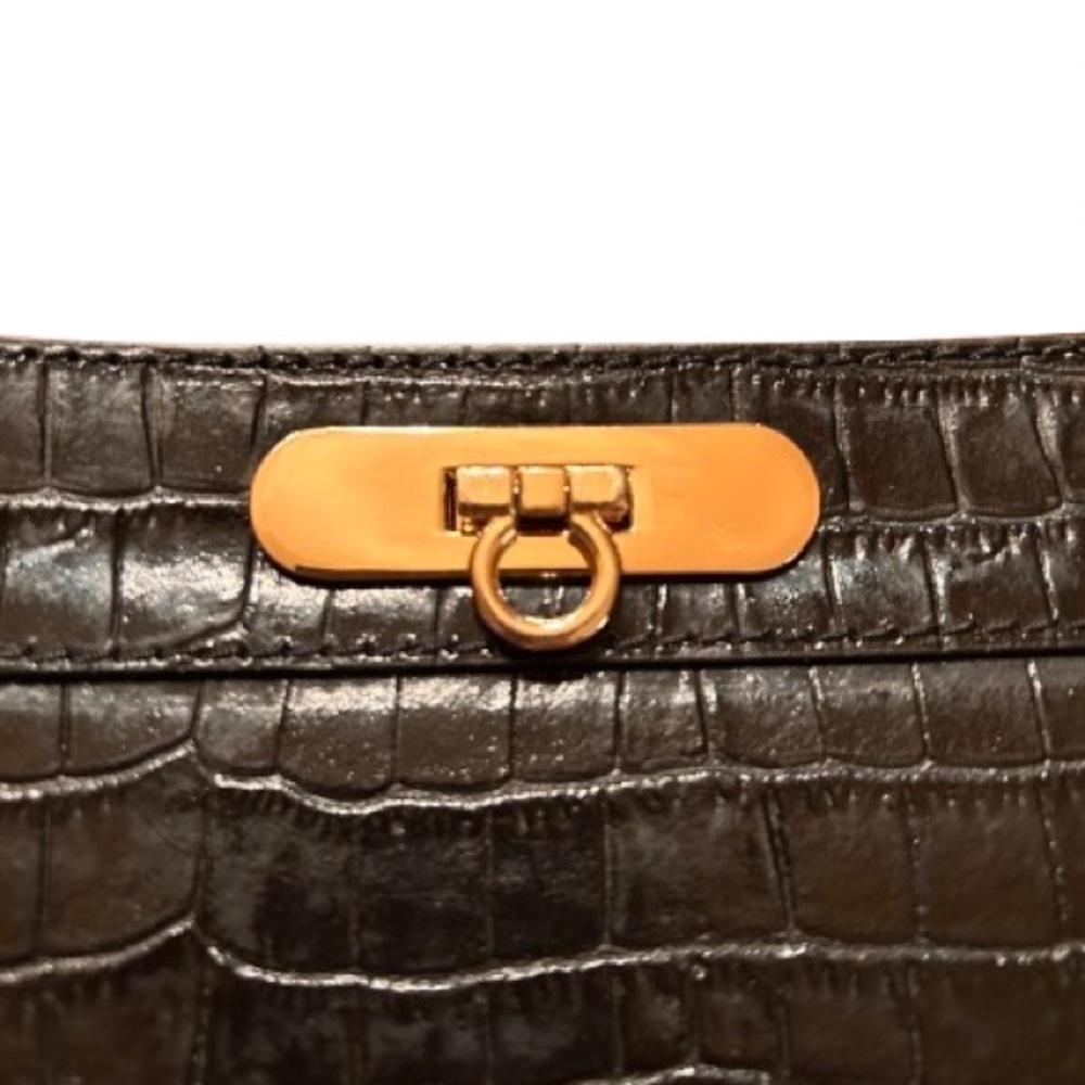NWOT SIMONS Women, Genuine Leather, Croc, Gold Hardware, Shoulder Bag - Picture 5 of 8